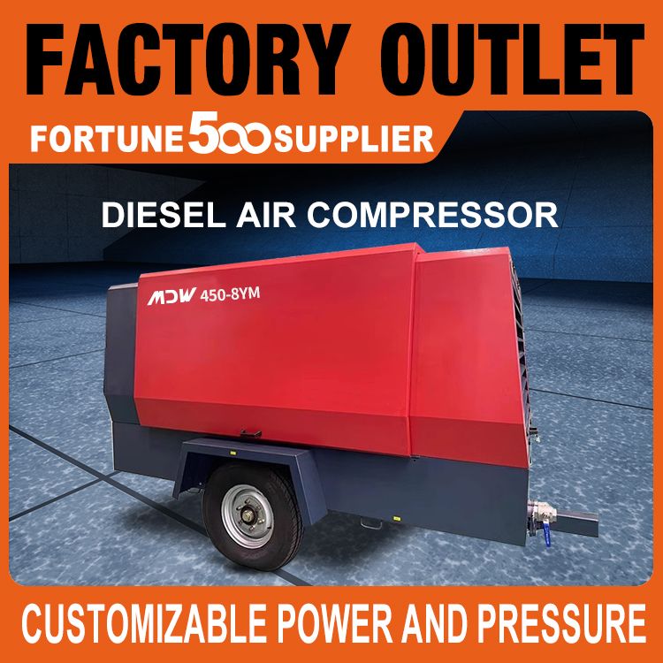 MDW-450-8Y-Industrial Wheel Mobile Portable Diesel Air Compressor