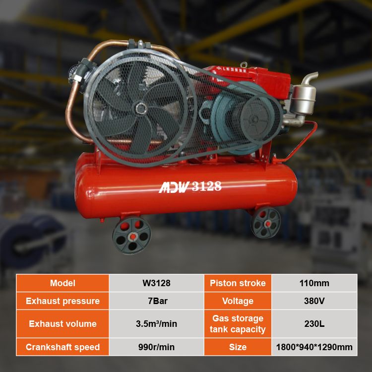 MDW-W3128-Diesel Piston Air Compressor for Mine